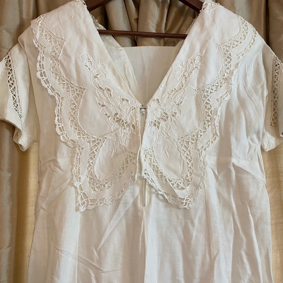 Vintage Linen Wedding Dress - Picture 4 of 11